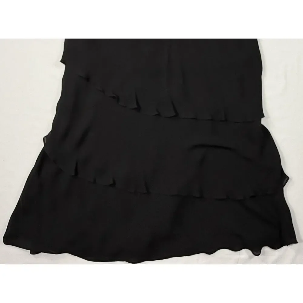 St. John Evening by Marie Gray, VTG Black Layered Silk Chiffon Dress Sz 2 - Picture 9 of 10